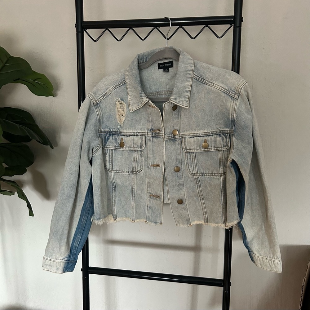 Distressed Cropped Denim Jacket